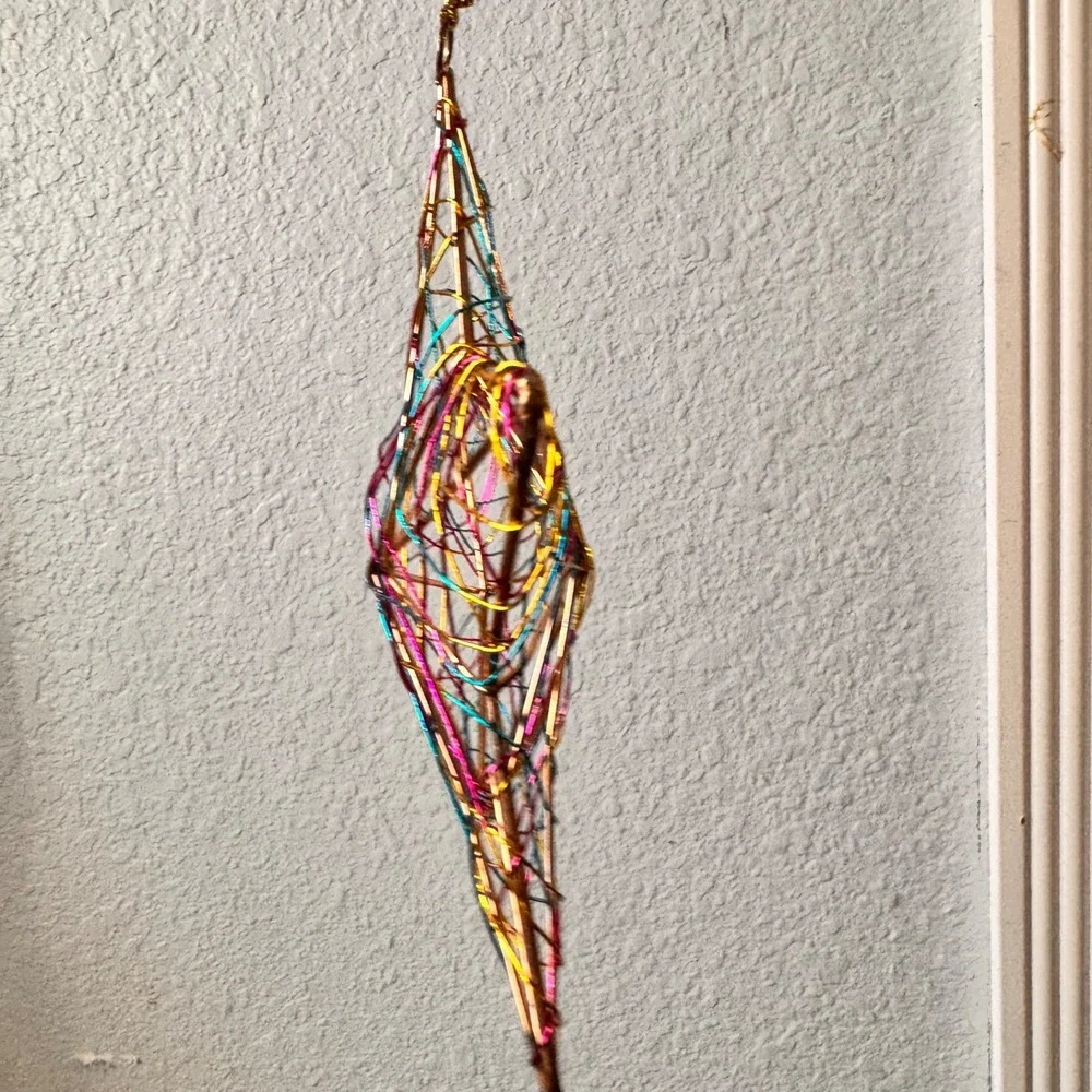 Vintage 3D Handcrafted Wire‎ Star Ornament Festive Multicolored Holiday Decor